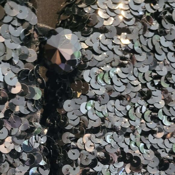 Vintage 80s cropped black sequin jacket Size 8 - Picture 4 of 6